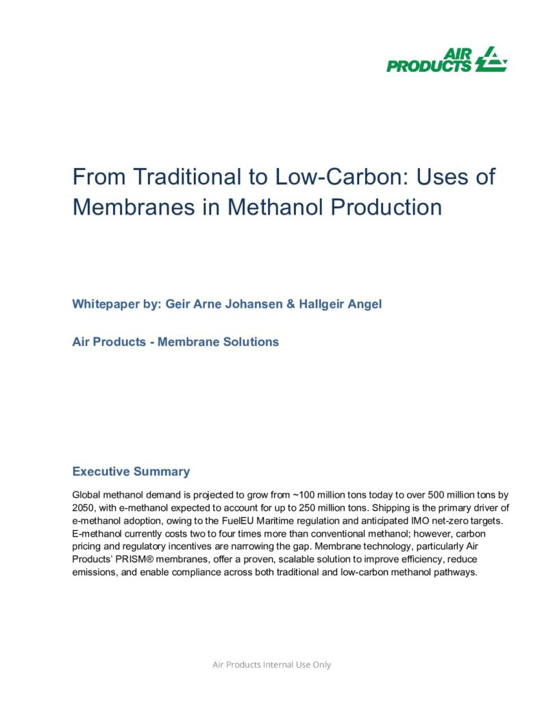 thumbnail of Membrane Uses in Methanol Production